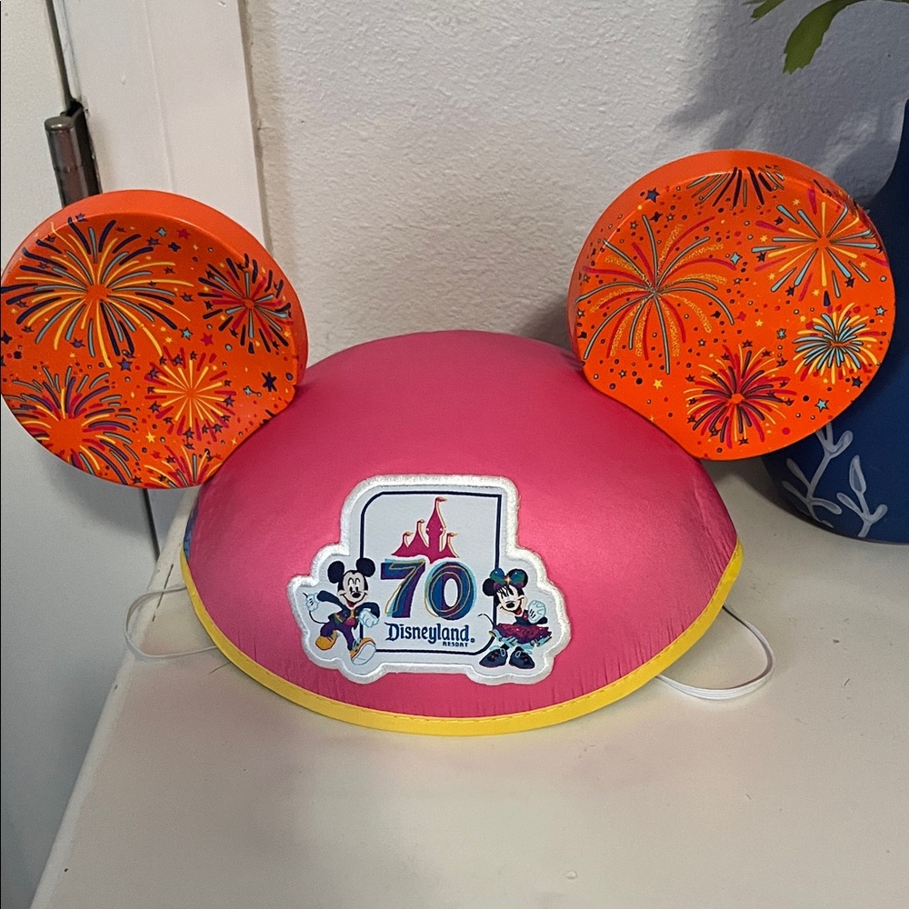 Disneyland 70th Anniversary Minnie Ears Fireworks Pink Disney Parks Collectible